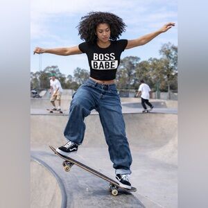 Boss Babe Crop Top – Junior Sizes | Black